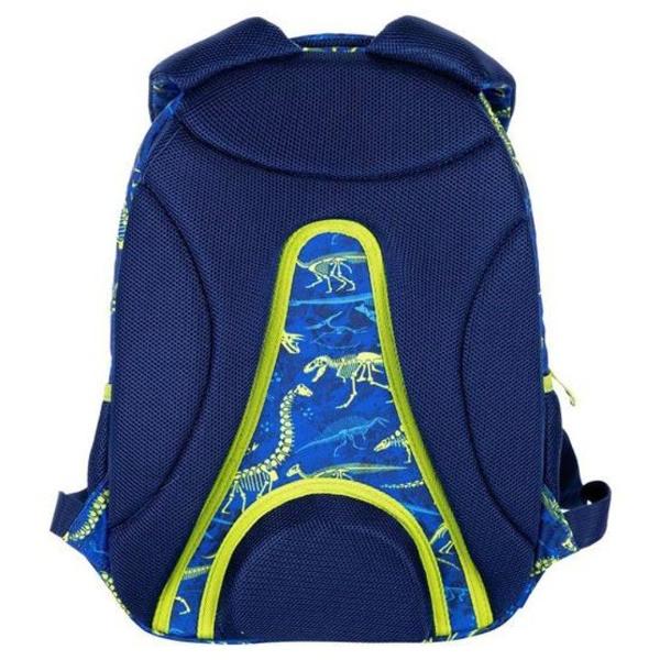 Ghiozdanul scolar cu 4 compartimente cu tematica&nbsp;de dinozauri este conceput pentru baietii iubitori de dinozauri&nbsp;Ghiozdanul cu design elegant decorat cu dinozauri in diferite culori pe fundal albastru are 4 compartimente cu fermoar&nbsp;si doua&nbsp;buzunare laterale din plasa&nbsp; Spatele este intarit proiectat&nbsp;ergonomic&nbsp; iar cureaua de umar este reglabila in lungime de asemenea cu o husa din 