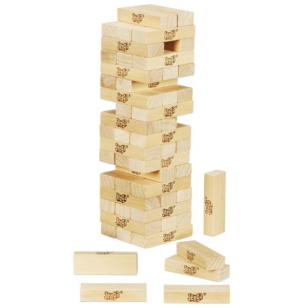 Faceti echipa construiti si alergati pentru a lua coroana Jocul Jenga este o intorsatura frenetica si distractiva a jocului clasic Jenga Jucatorii se impart in echipe si se intrec pentru a-si construi obiectul Jenga folosind blocurile din lemn de esenta tare Un coechipier descrie configuratia afisata pe card si ghidati doar de descrierea lor ceilalti se grabesc sa construiasca si sa incununeze creatia lor Dar ai grija Daca o echipa o construieste gresit sau face obiectul sa cada trebuie 