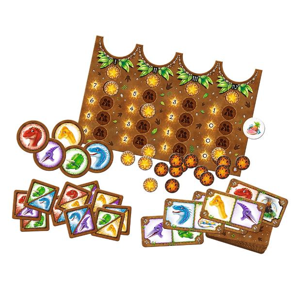 Viata pe Insula Dinozaurilor nu este usoara Spatiul este mic si fiecare specie vrea o bucata cat se poate de mare din el Adauga dinozauri noi in asa fel incat gasca ta sa fie cea mai mare si blocheaza-i pe ceilalti Pune capcane de lava fierbinte sau lasa mancare pentru a le dejuca planurile Cucereste insula pentru gasca ta de dinozauri Continutul pachetului tabla de joc cu 2 fete 60 de carti cu dinozauri 3 carti de start 5 jetoane de baza cu dinozauri 10 jetoane avansate cu dinozauri 