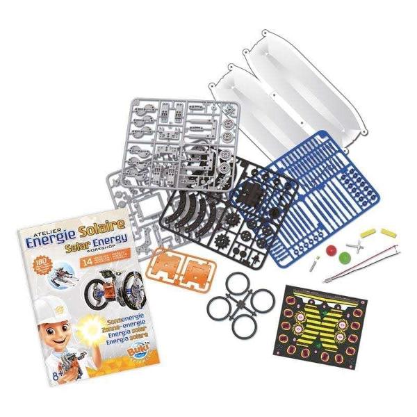 Asamblati toate piesele si construiti un robot alimentat de energia solaraPot fi construite 14 modele diferite inclusiv o masinuta un crab un boxer si o barca&nbsp;Contine brosura colorata cu instructiuni de asamblare si activitati distractive&nbsp;Varsta recomandata 8 aniDimensiuni cutie&nbsp;28 x 7 x&nbsp;1850 cmCulorile si continutul pot varia usor de la o jucarie la 