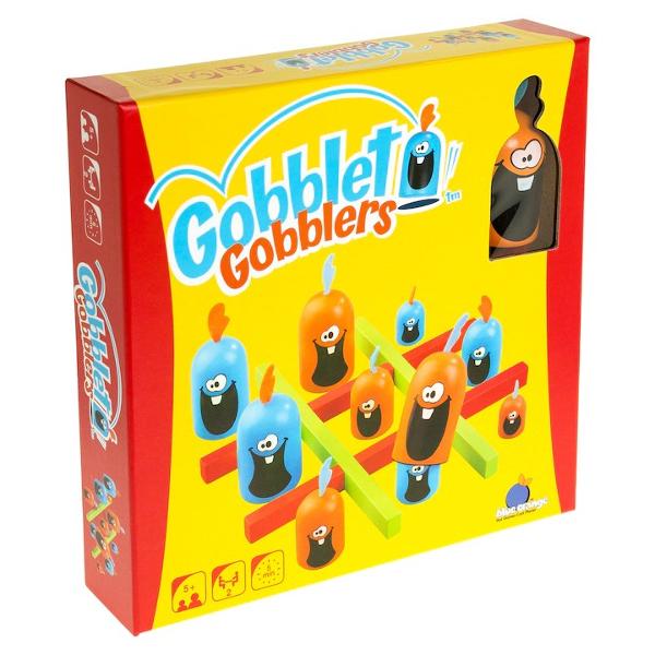 Testeaza-ti memoria si apetitul pentru distractie cu acest joc de strategie rapid si usor de invatatIn acest joc ce seamana la prima vedere cu X si 0 este de ajuns sa aliniezi trei dintre piesele tale Gobbleti ca sa castigi Dar ai grija cesti Gobbleti au o nemaipomenita&nbsp; &rdquo;pofta&rdquo; pentru distractie si pentru alti GobbletiJocul contine&nbsp;4 baghete pentru a construi o tabla de joc;12 piese de 
