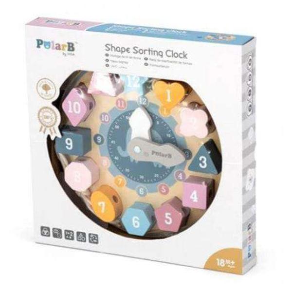 Jucarie educativa fabricata din lemn de inalta calitate care include 12 forme geometrice diferite pentru sortare Poate fi un instrument pentru a familiariza copilul cu primele notiuni despre timp si cititul orei dar este si un puzzle care ajuta la invatarea formelor geometrice Cei mici pot exersa numaratul recunoasterea formelor si a culorilor; pot insirui formele geometrice pe un siret dezvoltandu-si astfel puterea de concentrare si motricitatea fina&nbsp;Varsta recomandata 