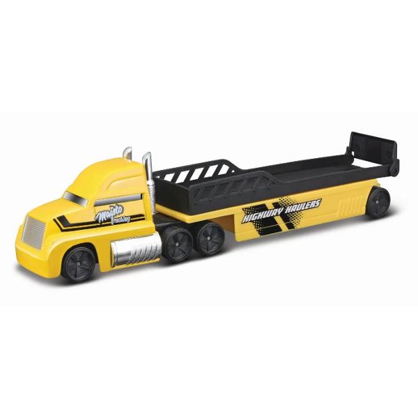 Highway Haulers reprezinta o colectie impresionanta de camioane de transport de inalta calitate fiecare model fiind o replica detaliata a vehiculelor reale Aceasta colectie este perfecta pentru pasionatii de camioane colectionari si copii care iubesc vehiculele puterniceFiecare camion are o cabina meticulos proiectata cu detalii realiste si un transportor diferit adaptat pentru diverse tipuri de incarcaturiCamioanele sunt realizate din metal turnat sub presiune 