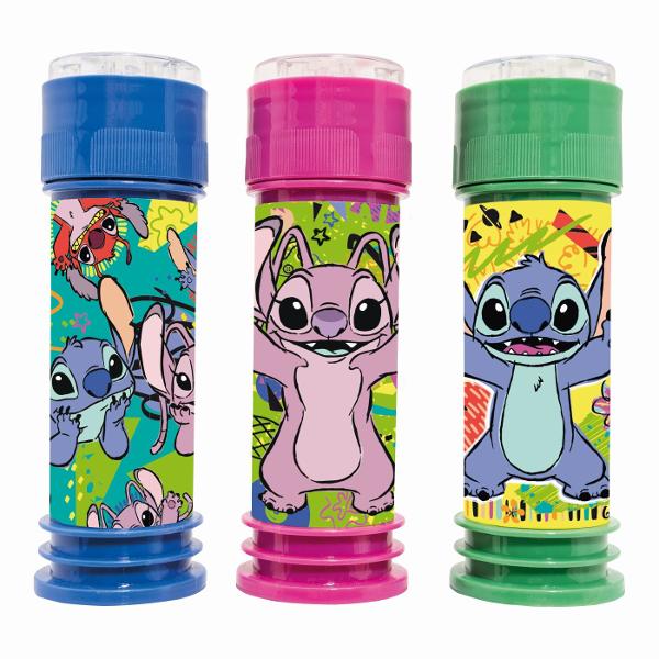 Set baloane de sapun Disney Stitch perfect pentru distractie in aer liber si momente pline de veselie Pachetul contine 3 flacoane cu solutie pentru baloane fiecare avand o capacitate de 50 ml oferind copiilor posibilitatea de a crea o multime de baloane colorate Fiecare flacon este decorat cu grafica vesela inspirata din universul Stitch si este prevazut in partea superioara cu o jucarie tip labirint adaugand un plus de distractie chiar si atunci cand nu sunt folosite pentru baloane 