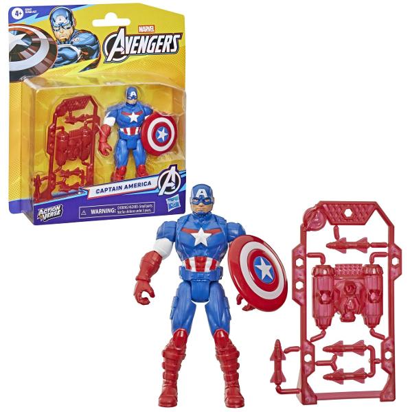 Copiii isi pot imagina actiune si aventura care salveaza lumea cu jucariile Marvel Avengers ActionVerse de la Hasbro Ofera timpului de joaca un impuls puternic cu aceste figurine dotate cu 9 puncte de articulatie pentru joaca si expunere pozitionabile Fiecare figurina de actiune Super Hero ActionVerse de 114 cm vine cu mai multe accesorii detasabile inspirate de personaje precum si un suport reutilizabil pentru depozitarea accesoriilor Copiii cu varsta de 4 ani si peste vor adora sa-si 