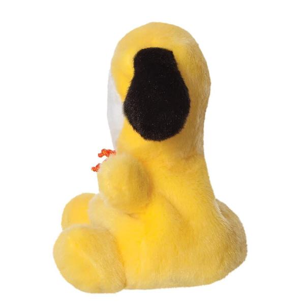 Jucarie de plus Aurora Chimmy Palm Pal 13cm in forma de catelus simpatic realizata din material textil moale si pufos ideala pentru imbratisare si joaca zilnica Designul vesel in nuante de galben cu detalii contrastante la urechi si fata este completat de hanoracul decorativ cu snururi care ii ofera un aspect modern si atractiv Expresia jucausa cu limba scoasa adauga un plus de personalitate si farmec Forma rotunjita si baza lata ii ofera stabilitate fiind potrivita atat pentru joaca 