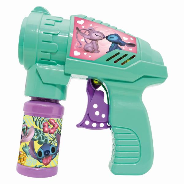 Pistol pentru baloane de sapun Disney Stitch ideal pentru distractie usoara si rapida in aer liber Acest bubble blower are un design atractiv inspirat din universul Stitch si este foarte simplu de utilizat fiind potrivit chiar si pentru copiii mai mici Functioneaza mecanic fara baterii astfel incat copiii pot crea baloane de sapun printr-o simpla apasa fara nevoie de alimentare electrica Setul include si un recipient cu solutie pentru baloane gata de utilizare imediata Forma ergonomica 