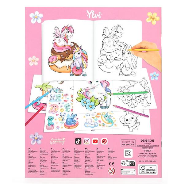 Pagini &icirc;ntregi de unicorni dr&259;gu&539;i &Icirc;n cartea de colorat Ylvi &bdquo;Create your Unicorn&rdquo; 13 imagini de colorat frumoase a&537;teapt&259; s&259; fie aduse la via&539;&259; cu ajutorul culorilor Include &537;abloane de colorat colorate pentru inspira&539;ie &537;i o pagin&259; dubl&259; plin&259; de stickere fantastice pentru &icirc;nfrumuse&539;are A&537;a func&539;ioneaz&259; distrac&539;ia magic&259; a coloratului