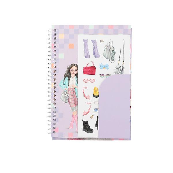 Modele cool &icirc;ntr-un format practic Cartea de colorat TOPModel Pocket cu copert&259; str&259;lucitoare are 120 de pagini cu figurine care pot fi create cu imagina&539;ie &537;i culori Include 1 foaie cu stickere cu accesorii la mod&259;