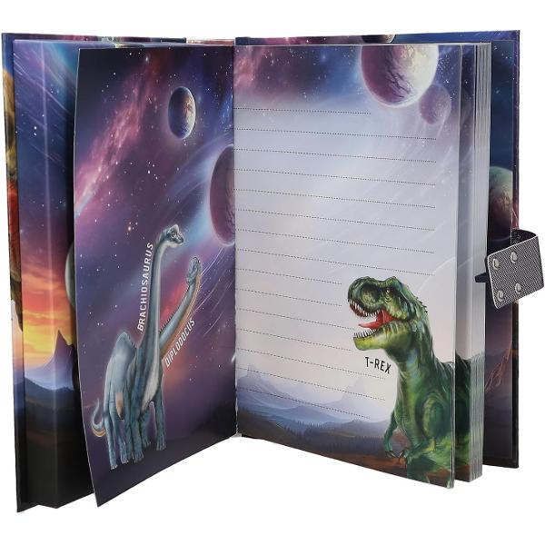 Gandurile secrete sunt rezistente la dinozauri in jurnalul Dino World cu cod si sunet Numai cand introduci codul corect din 4 cifre personalizat incuietoarea se deschide si dinozaurul urla timp de aproximativ 20 de secunde Cu un motiv mare T-rex pe coperta si 80 de pagini cu linii ilustrate color in interiordiv classhidden-xs 