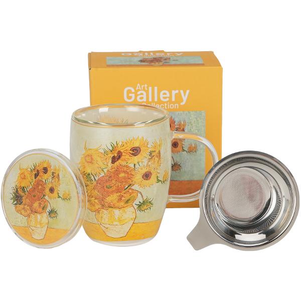 Cana din sticl&259; cu pere&539;i dubli &537;i infuzor de ceai din o&539;el inoxidabil&nbsp;&nbsp;FLOAREA-SOARELUI inspirat&259; de Van Gogh&nbsp;&nbsp;din&nbsp;&nbsp;Galeria de Art&259;&nbsp; este fabricat&259; din cristal f&259;r&259; plumb combin&acirc;nd elegan&539;a cristalului clasic cu siguran&539;a tehnologiei 
