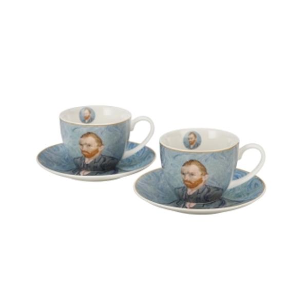 Un set de dou&259; ce&537;ti cu farfurioare&nbsp;&nbsp;PORTRETUL LUI Vincent Van Gogh&nbsp;&nbsp;din colectia&nbsp;Galeria de Art&259;&nbsp; este realizat din por&539;elan de calitate superioara caracterizat printr-o culoare alb-crem natural&259; cu o str&259;lucire delicat&259; &537;i o rezisten&539;&259; &537;i durabilitate 