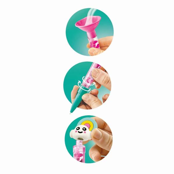 Set creativ Clementoni Idea special conceput pentru copiii care isi doresc sa isi exprime creativitatea intr-un mod original si distractiv Acest set permite realizarea a trei pixuri unice ce pot fi personalizate cu diverse decoratiuni si figurine colorate oferind libertate completa de design Procesul de asamblare este simplu si intuitiv transformand fiecare etapa intr-o activitate placuta si educativa Copiii pot combina elementele incluse pentru a crea modele diferite dezvoltandu-si 