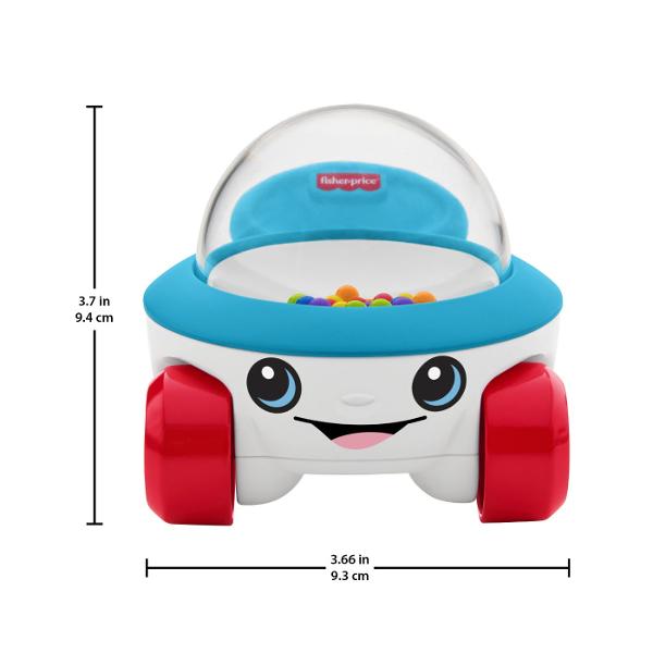 Masinuta Fisher-Price este o jucarie interactiva special conceputa pentru bebelusi care incurajeaza miscarea si explorarea Atunci cand copilul impinge sau moveaza masinita bilele colorate din interior sar si se misca in cupola transparenta creand efecte vizuale si sunete distractive Designul prietenos cu fata zambitoare si culori vii capteaza atentia celor mici si ii incurajeaza sa se joace activ Miscarea bilelor ajuta copilul sa inteleaga relatia cauza-efect stimuland in acelasi timp 