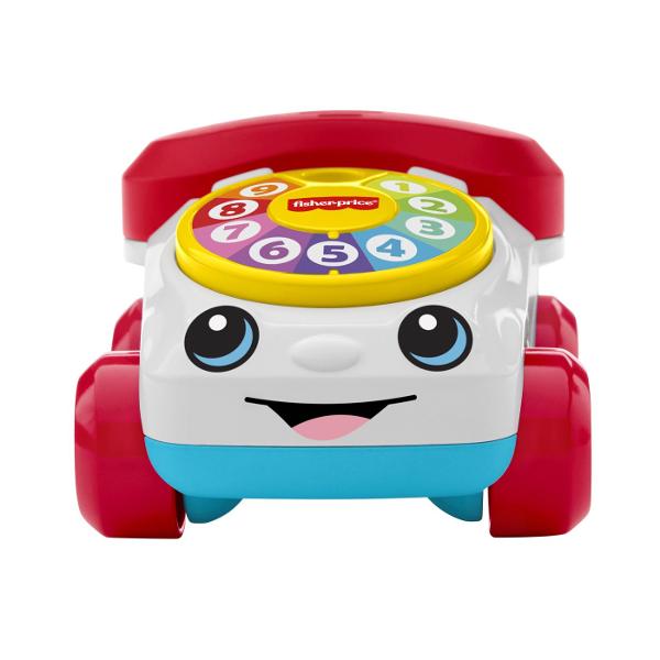 Telefonul interactiv Fisher-Price Vehicul Telefon este o jucarie clasica reinterpretata intr-un design modern si prietenos special conceputa pentru bebelusi Cu un aspect vesel si culori atractive aceasta jucarie stimuleaza curiozitatea si incurajeaza joaca activa Discul rotativ numerotat permite copilului sa interactioneze prin rotire dezvoltand coordonarea mana-ochi si abilitati motorii fine Rotile functionale transforma jucaria intr-un vehicul usor de impins sau tras sustinand miscarea 