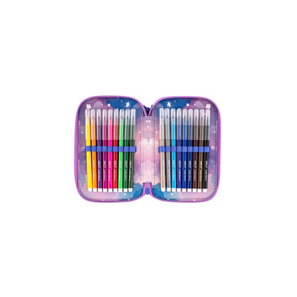 Penar &537;colar triplu echipat DACO &ndash; model Unicorn Magic 46 piese 3 compartimente movPenarul &537;colar&nbsp;DACO &ndash; Unicorn Magic&nbsp;este alegerea perfect&259; pentru copiii care iubesc universul magic &537;i culorile pastel Decorat cu un unicorn adorabil pe fundal de poveste &icirc;n nuan&539;e de roz 