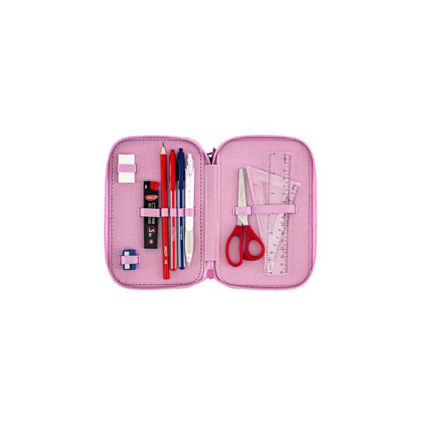 Penar &537;colar triplu echipat DACO &ndash; model c&259;&539;el &bdquo;Hug Me&rdquo; 46 piese 3 compartimente lilaPenarul &537;colar&nbsp;DACO&nbsp;este alegerea ideal&259; pentru elevii care au nevoie de un set complet &537;i bine organizat pentru &537;coal&259; Cu un design atractiv &icirc;n nuan&539;e de 