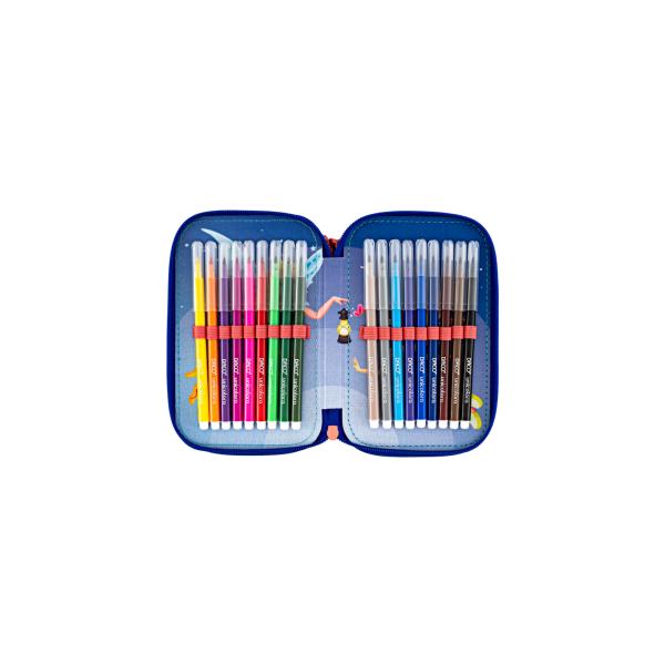 Penar &537;colar triplu echipat DACO &ndash; model z&acirc;ne fermecate 46 piese 3 compartimente albastruPenarul &537;colar&nbsp;DACO &ndash; Z&acirc;ne Fermecate&nbsp;este alegerea perfect&259; pentru elevii care &icirc;&537;i doresc un penar complet echipat practic &537;i plin de culoare Decorat cu ilustra&539;ii 