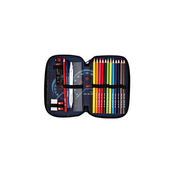 Penar &537;colar echipat dublu &ndash; model bord de ma&537;in&259; compartimentatPenarul &537;colar dublu Bord de Ma&537;in&259; este alegerea ideal&259; pentru b&259;ie&539;ii pasiona&539;i de ma&537;ini &537;i vitez&259; oferind un design modern inspirat din bordul unei ma&537;ini sport Cu un imprimeu atractiv &icirc;n nuan&539;e de negru albastru &537;i 