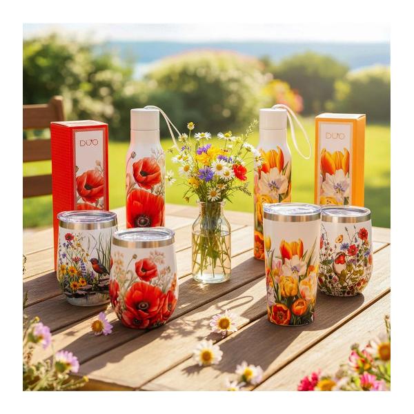 Sticla termic&259; MACI din colec&539;ia Flowers Classic este fabricat&259; din o&539;el inoxidabil 188 &537;i este perfect&259; pentru 