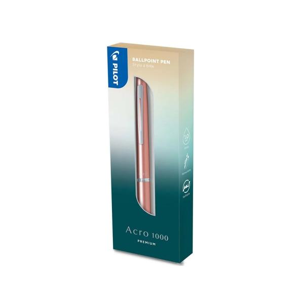 Pix cu bila Pilot Acro 1000 varf 10 mm diverse culori - ambalat in cutie cadouBucura&539;i-v&259; de o experien&539;&259; de scriere neted&259; &537;i vibrant&259; cu cerneala bogat&259; &537;i pigmentat&259; Acro de la Pilot Special creata pentru a fi cu 80 mai pu&539;in v&acirc;scoasa dec&acirc;t cerneala obi&537;nuit&259; permite bilei din v&acirc;rful pixului s&259; se roteasc&259; u&537;or &537;i s&259; ofere o experien&539;&259; de scriere 