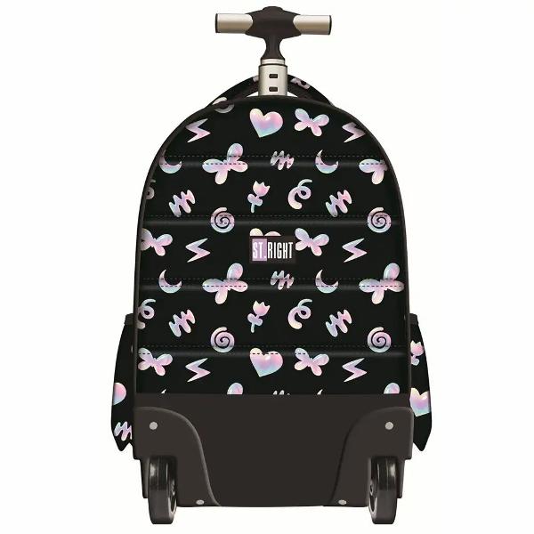 Trollerul ST Right TB01 Good Vibes este un model pe roti conceput pentru transport confortabil atunci cand ghiozdanul este mai greu Are 4 compartimente si un interior bine organizat inclusiv spatiu suplimentar pentru laptop si tabletaEste echipat cu roti rezistente cu rulare usoara maner telescopic reglabil pe 2 inaltimi si bretele moi reglabile care pot fi ascunse in compartiment Materialul impermeabil si elementele reflectorizante contribuie la utilizare practica si 