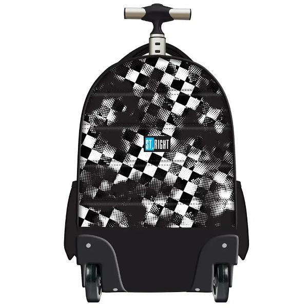 Trollerul Majewski ST Right Race Check este un model pe roti conceput pentru transportul confortabil al rechizitelor si al accesoriilor inclusiv pentru sarcini mai mari Are 4 compartimente si un sistem de transport adaptat potrivit pentru utilizare zilnicaEste prevazut cu roti rezistente maner telescopic reglabil si elemente de siguranta precum material impermeabil si elemente reflectorizante pentru un plus de protectie si 