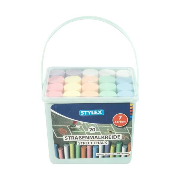 Creta colorata pentru asfalt Stylex 20 de bucati in cutie din plastic 48107