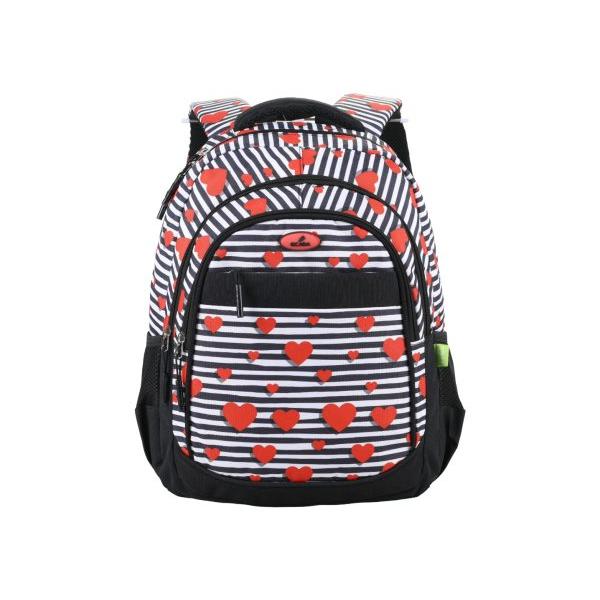 Ghiozdanul ECADA de 46 cm este alegerea ideal&259; pentru elevii care au nevoie de un rucsac spa&539;ios practic &537;i cu un design atractiv Modelul cu dungi &537;i inimioare ro&537;ii ofer&259; un aspect modern &537;i u&537;or de remarcat potrivit pentru &537;coal&259; sau utilizare zilnic&259;Cu dimensiuni de&nbsp;46 &times; 32 &times; 18 cm ghiozdanul 
