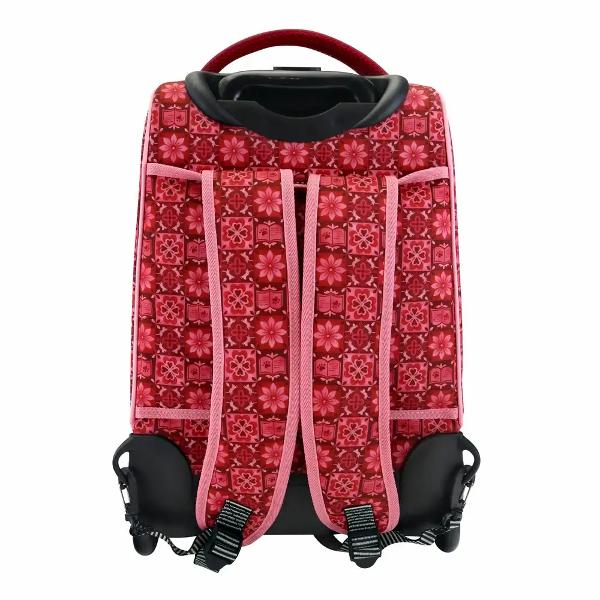 Ghiozdan troller Ruby 34 x 46 x 22 cm poliester Indiferent daca mergi la scoala sau in aventura ghiozdanul troller Ruby este o alegere versatila usor de adaptat nevoilor tale Se transforma rapid din rucsac in troller oferind o solutie practica pentru transportul cartilor sau pentru deplasari mai comode in calatoriiDesignul este completat de detalii elegante precum placuta cu logo embosat si fermoarele cu tragatoare metalice in forma de inima pentru un plus de stil 