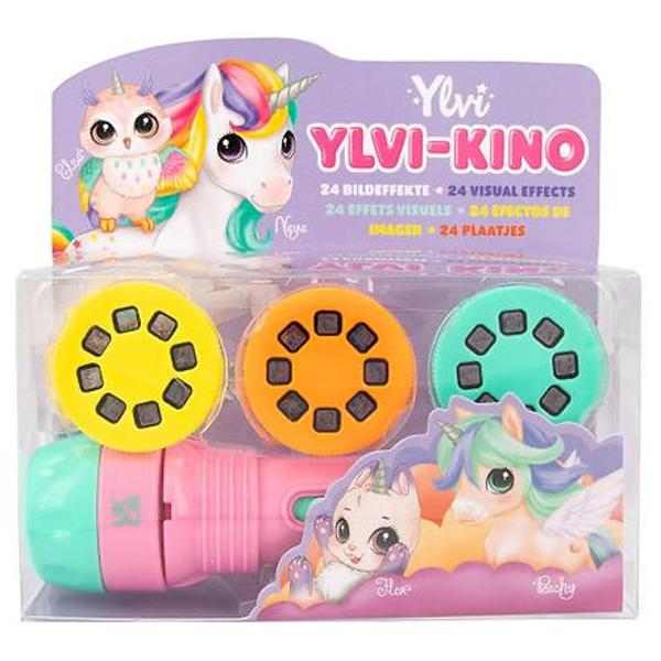 Momente magice de unicorn cu Ylvi Lanterna roz cu elemente turcoaz este de asemenea un mic proiector cu trei discuri cu imagini diferite un total de 24 de motive fantastice de unicorn Bateriile sunt incluse si pot fi Inlocuite ulterior