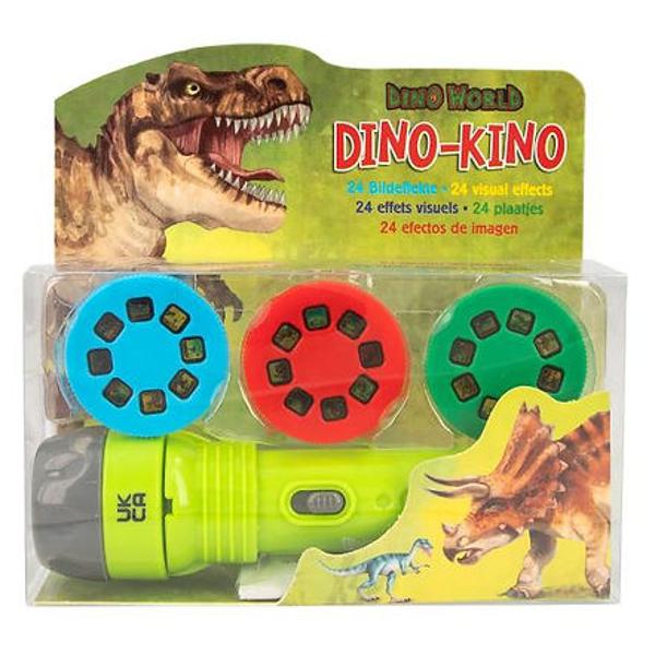 Lanterna verde de la Dino World este &537;i un mic proiector prin introducerea a 3 discuri cu imagini diferite str&259;lucesc un total de 24 de motive interesante cu dinozauri Bateriile sunt incluse &537;i pot fi &icirc;nlocuite ulterior 3 baterii tip pastil&259; LR44