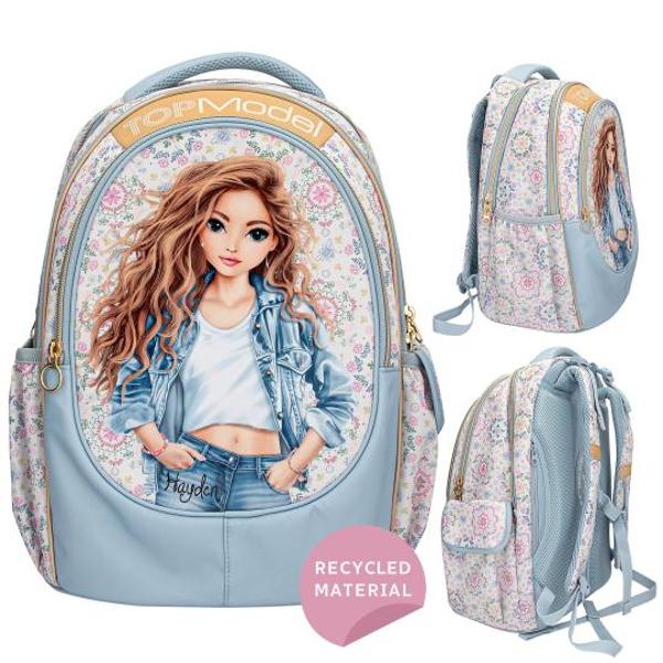 Juc&259;u&537; dar casual rucsacul &537;colar TOPModel are un motiv cool &icirc;n aspect denim pe buzunarul frontal mare &537;i un model floral pe fundal crem pe spate &537;i pe laterale Cu o mul&539;ime de detalii albastru deschis fermoare aurii dou&259; buzunare laterale spate c&259;ptu&537;it bretele reglabile &537;i m&acirc;ner de transport c&259;ptu&537;it Material principal 100 poliester