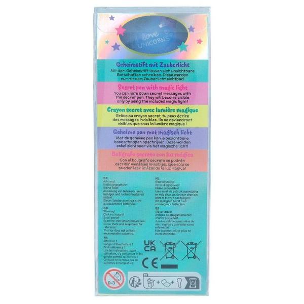Stiloul secret Ylvi scrie cu cerneala invizibila care devine vizibila doar atunci cand este iluminata cu lumina UV a topper-ului in forma de stea Baterii incluse care nu pot fi inlocuite&nbsp;&nbsp;