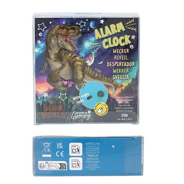 E timpul de dinozaurii Ceasul de&537;tept&259;tor rotund albastru fabricat din plastic are picioare rotunde &537;i un motiv super cool cu dinozauri cu fundal spa&539;ial pe cadran Cu lumin&259; de noapte practic&259; &537;i ace care str&259;lucesc &icirc;n &icirc;ntuneric Ceasul de&537;tept&259;tor func&539;ioneaz&259; silen&539;ios f&259;r&259; tic&259;ituri enervante De la Dino World Baterie AA 15 V inclus&259; &537;i &icirc;nlocuibil&259; Diametru aprox 11 