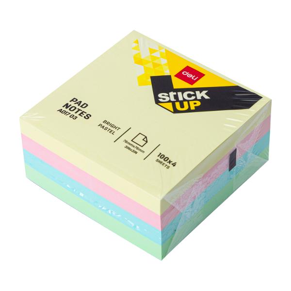Notes Adeziv 76x76Mm 4 Culori Pastel 400 File Dlea01703