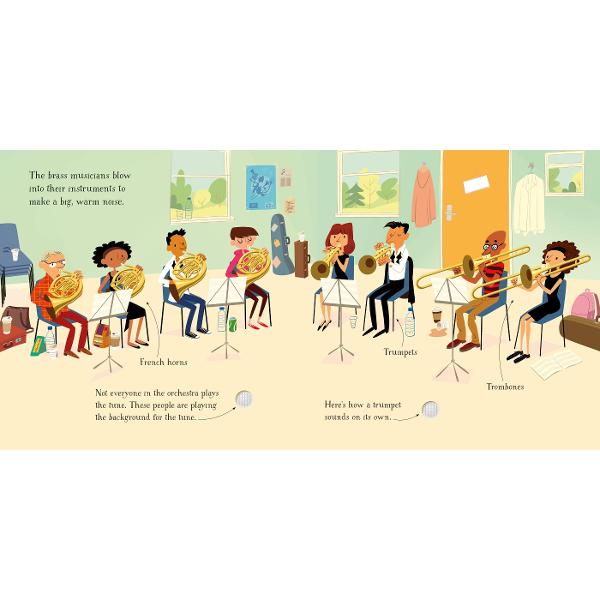 When you press the sound button on each page of this delightful book youll hear different instruments getting ready for the big concert until they all play together at the end With charming illustrations full of humorous details to talk about and a sprinkling of facts about the orchestra this is a perfect introduction to the magic of classical music
