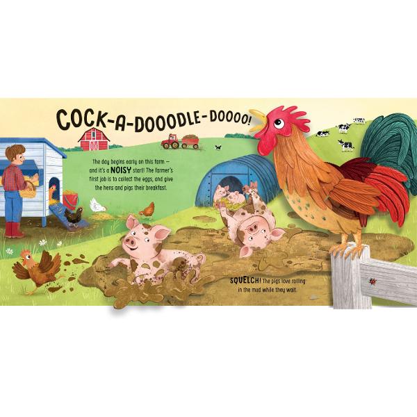 Come and spend a fun-filled day on the farm Meet a noisy cockerel muddy pigs and some hungry cows that chew hay all day long Follow a sheepdog as she herds sheep and alpacas and see an enormous combine harvester at work Then visit the petting zoo and say hello to the baby goats who love to jump and climb With five fantastic pop-ups this book will take you on an exciting behind-the-scenes tour around a busy farm