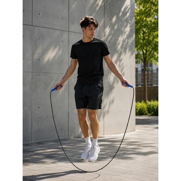 Coarda de sarit Nr 5 neagra este un accesoriu sportiv versatil potrivit atat pentru copii cat si pentru adulti Este alegerea ideala pentru activitati recreative ore de educatie fizica antrenamente cardio fitness si exercitii zilnice Datorita lungimii de 260 m coarda este confortabila pentru persoane de diferite inaltimi iar snurul rezistent cu diametrul de 50 mm ofera durabilitate si rezistenta sporita la uzura Poate fi utilizata atat in interior cat si in aer liber Exercitiile 