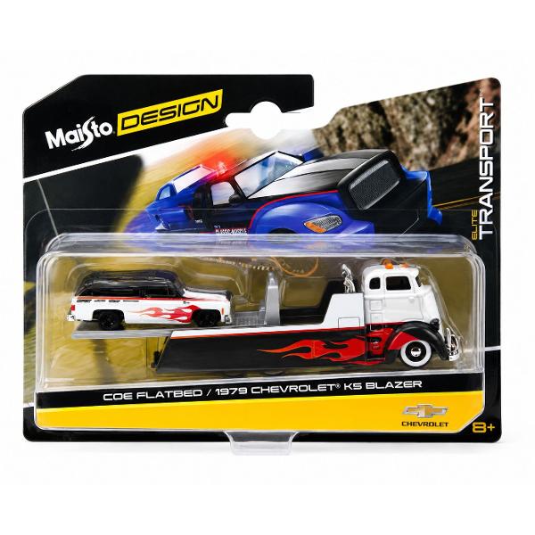 Set Elite Transport Camion Transportator si Masinuta Metalica scara 1 la 64 conceput pentru colectionari si pasionatii de vehicule clasice dar si pentru copii care apreciaza jocul realist Include un camion de tractare si un autoturism ambele realizate din metal cu elemente din plastic pentru un echilibru optim intre rezistenta si detaliu Modelul impresioneaza prin finisaje atent realizate detalii autentice si elemente functionale care reproduc fidel scenarii reale de transport si 