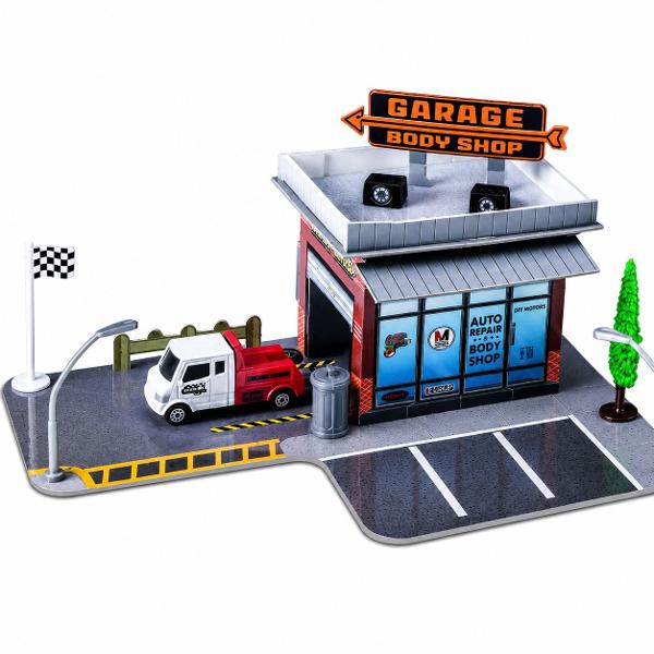 Set de Constructie Fresh Metal 100 cu 1 Masina Inclusa a fost conceput pentru a oferi experienta variata de joaca cu vehicule metalice Fiecare set include un vehicul metalic si elemente de decor care permit construirea unui mic scenariu realist pista de curse statie de alimentare sau santier de constructii Designul tip build-n-play&rdquo permite asamblarea utilizarii si reorganizarea stimularea imaginatiei si jocul creativ Fiecare varianta include accesorii specifice temei bariere 
