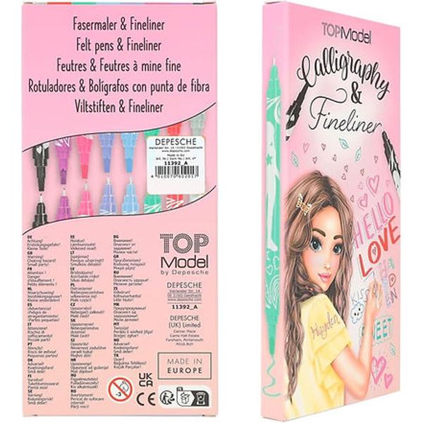 Carioci de la TOPModel in culorile roz turcoaz rosu gri albastru negru si violetAcestea sunt ambalate Intr-o cutie de carton cu Inchidere magnetica Inclus sabloane de scris cu litere de mana cu sfaturi practice si sunt potrivite pentru diferite tehnici de caligrafie ca au un varf drept plat pe o parte si un varf de linie fin pe cealalta parte