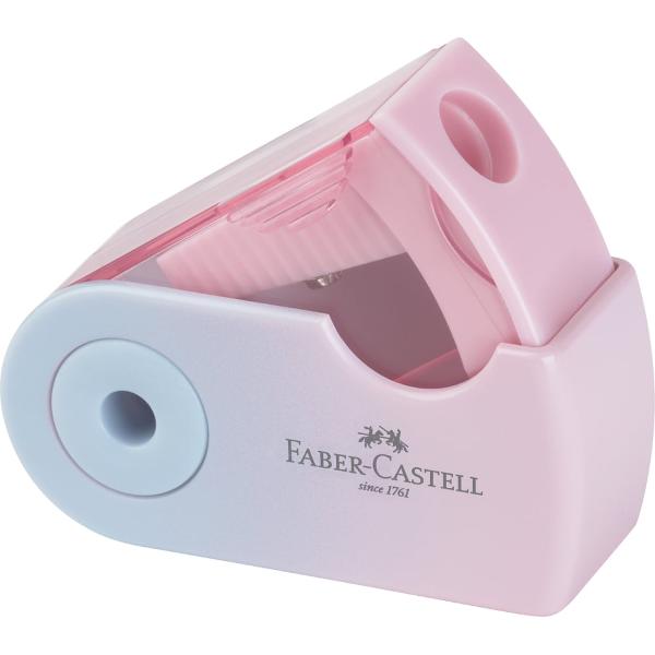 Ascutitoare plastic simpla sleeve mini gama Flow de la Faber-Castell Container pentru reziduuri Forma ergonomica pentru ascutire usoara Surub de siguranta Pentru creioane grafit si colorate standard Culori in trei nuante cu efect gradientAtentie Pretul afisat este per bucata Nu se poate alege culoarea