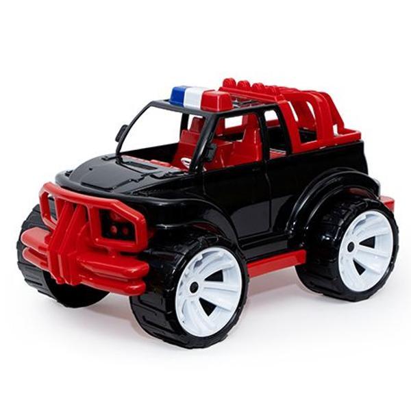 Jeepul de jucarie pentru copii este potrivit pentru jocuri active atat in interior cat si in exterior Datorita dimensiunii sale generoase si rotilor mari masinuta poate fi folosita cu usurinta pe diferite suprafete in curte in parc in nisipar sau acasa Modelul are un design atractiv inspirat de un vehicul de teren cu caroserie rezistenta bara de protectie roti stabile si elemente decorative pe acoperis Forma masinutei este adaptata pentru mainile copiilor fiind usor de impins 