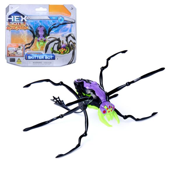 Sa inceapa distractia si micile farse alaturi de familia si prietenii tai cu Paianjenul HEX BOTS Aceasta jucarie robotica super haioasa va aduce cu siguranta hohote de ras si mici sperieturi prietenesti oricui se teme de gaze si insecte  Priveste cum Paianjenul tau alearga de zor pe podea multumita miscarilor sale autonome complet unice Poate traversa orice tip de teren asa ca il poti trimite in misiune chiar si afara in aer liber Paianjenul prinde viata instantaneu cu designul sau 