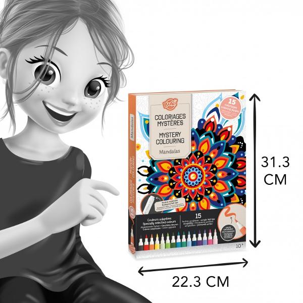15 mandale-surpriz&259; de coloratCutia con&539;ine 15 markere acrilice pentru colorare dup&259; numere facilit&acirc;nd astfel alegerea nuan&539;elor potriviteCutie cu &icirc;nchidere magnetic&259; pentru depozitare incluz&acirc;nd un bloc A4 cu 15 mandale-surpriz&259; de colorat pagini deta&537;abile imprimate doar pe o parte &537;i 15 markere acrilice cu v&acirc;rf tip pensul&259; 07 mmCerneala este bogat pigmentat&259; 