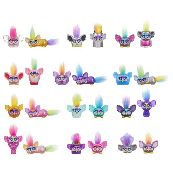 Oooo Figurinele Furby Mini sunt atat de mici si dragute Aceste figurine de 254 cm sunt o modalitate distractiva si usoara de a adauga un pic de distractie Furby in ziua ta Deschide punga transparenta pentru a descoperi 2 figurine misterioase cu ochi lenticulari si smocuri moi de par Sunt perfecte pentru colectie schimbate cu prietenii sau pentru a completa micile colectii Furby Sunt grozave pentru a fi folosite ca cadouri de Craciun jucarii pentru cosul de Paste cadouri pentru 