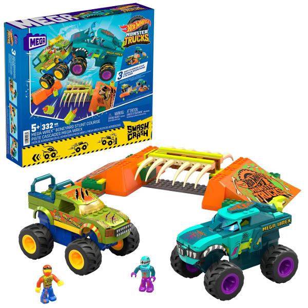 Pregateste-te pentru o actiune epica pe care copiii o vor adora cu aceasta jucarie de constructie Mega Hot Wheels Smash &39N Crash Mega-Wrex Boneyard Stunt CourseInclude camioanele-monstru Mega-Wrex si Wrexplorer Exista 3 moduri de a reconstrui rampele si obstacolulCopiii pot sa se intreaca tragand vehiculele inapoi si dandu-le drumul pentru o cascadorie de sarituri pentru a vedea cum piesele zboara la impactPiesele se combina cu toate seturile de constructie MEGA Hot Wheels si sunt 