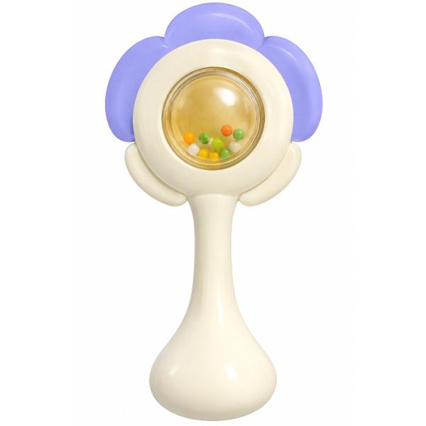 Jucarie Bebe Zornaitoare Floare este conceputa pentru primele luni de viata ale bebelusului avand o forma usor de tinut in mana si un design atractiv in forma de floare Partea centrala transparenta contine bilute colorate care se misca si produc sunete atunci cand jucaria este agitata stimuland atentia vizuala si auditiva a copilului Culorile contrastante forma rotunjita si manerul ergonomic incurajeaza explorarea prin atingere si contribuie la dezvoltarea coordonarii mana-ochi si a 