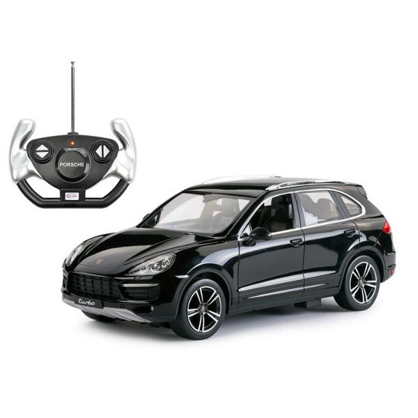 Copilul dumneavoastra se poate juca in voie cu masina cu telecomanda Porsche Cayenne Turbo scara 1 la 14 oferita de brandul international Rastar Nicio cursa nu este imposibil de castigat cu acesta masinuta replica oficiala cu licenta a modelului original construita cu mare atentie la detalii Masinuta are proportiile ideale pentru momente pline de distractie si amuzament avand dimensiunile in centimetri dupa cum urmeaza  346139122Masinuta functioneaza pe frecventa de 24GAlimentarea 